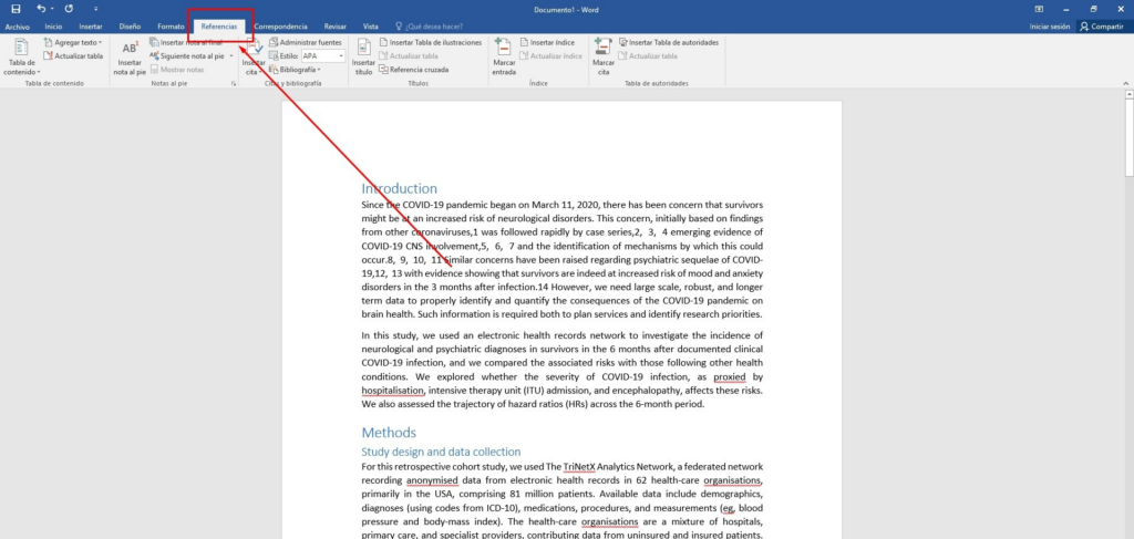 creando indice en word paso 2